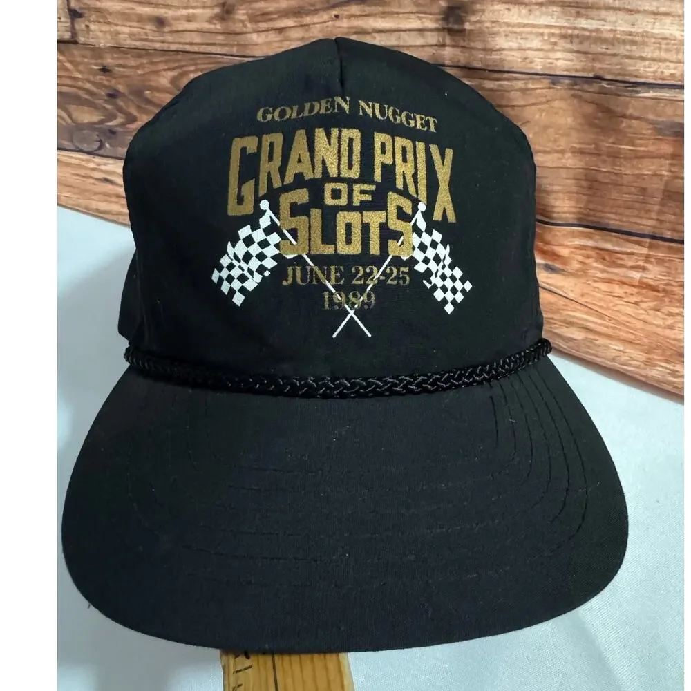 Vintage Black Golden Nugget Grand Prix of Slots June 22-25 1989 Hat